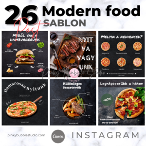 MODERN FOOD - 26 Instagram Post Sablon vendéglátósoknak