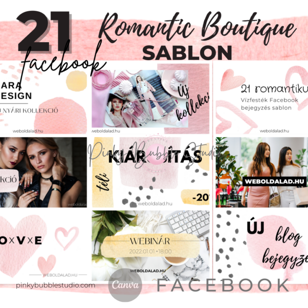 ROMANTIC BOUTIQUE - 21 romantikus FACEBOOK bejegyzés Sablon