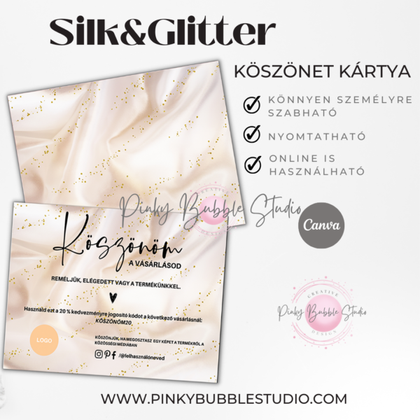 SILK&GLITTER „Köszönet a vásárlásért” kártya