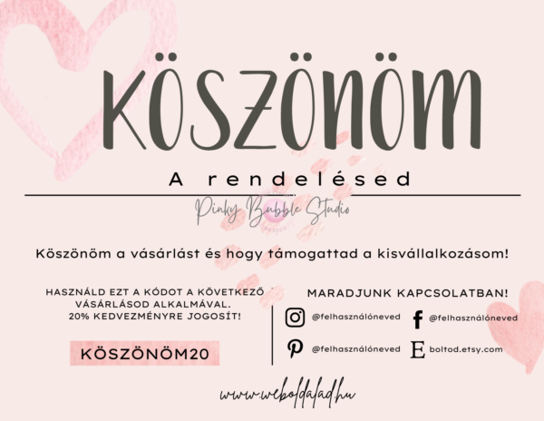 25 "KÖSZÜNJÜK A VÁSÁRLÁST" KÁRTYA SABLON csomag - Image 5