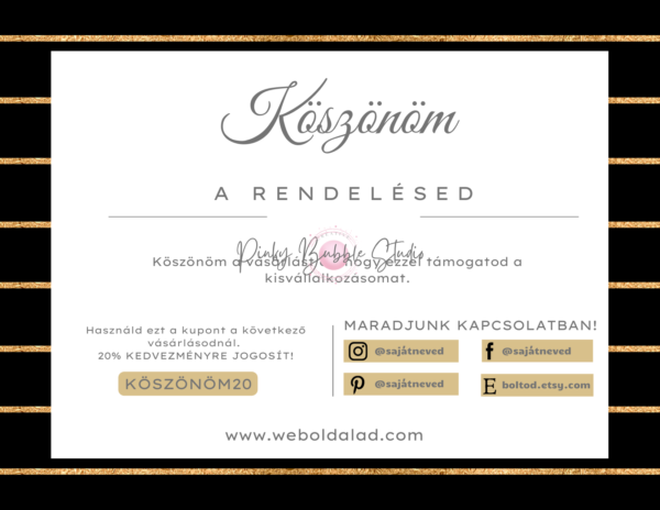 25 "KÖSZÜNJÜK A VÁSÁRLÁST" KÁRTYA SABLON csomag - Image 8