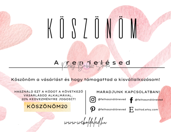 25 "KÖSZÜNJÜK A VÁSÁRLÁST" KÁRTYA SABLON csomag - Image 3